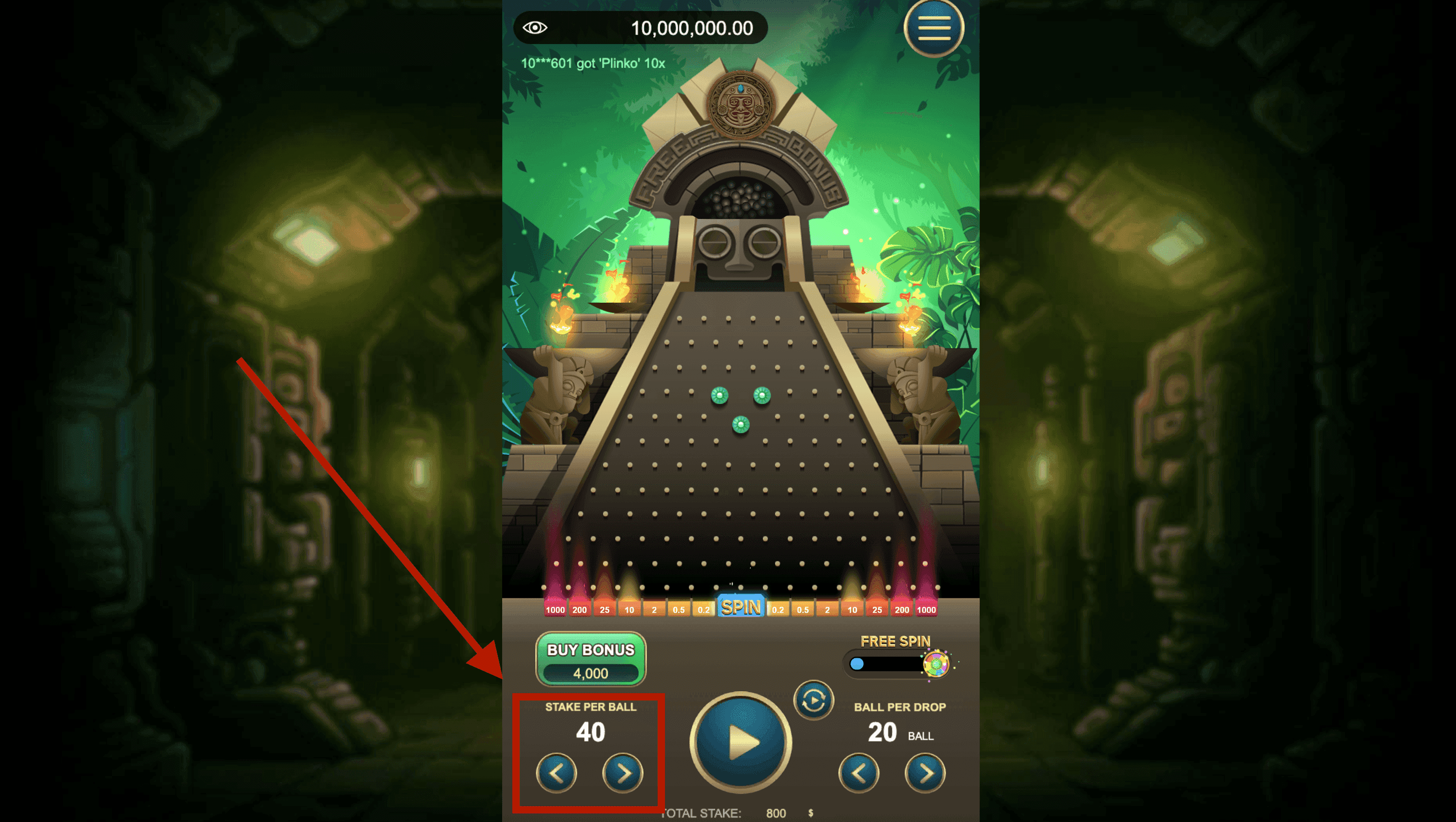 Step 1: Set Your Stake Per Ball