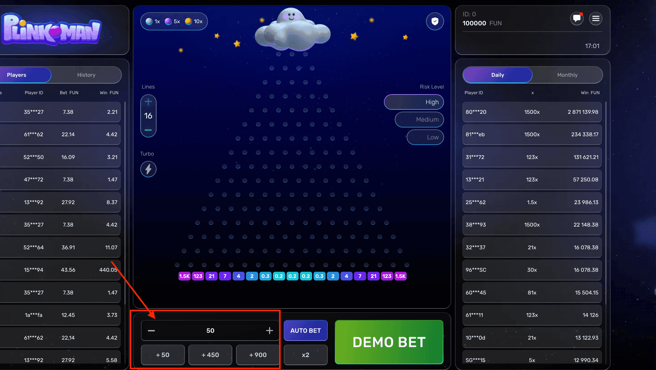 Step 1: Choose Your Bet Size